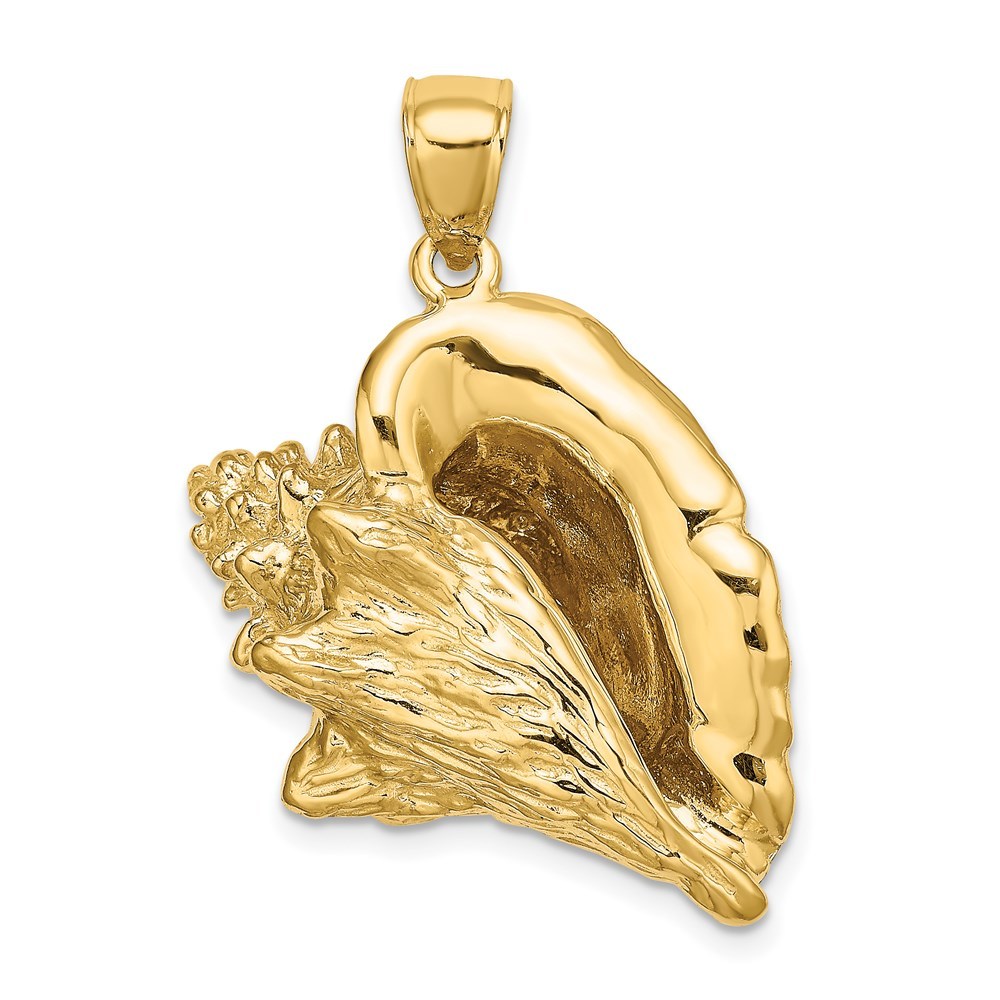 14k Yellow Gold 3-D Conch Shell Necklace Charm Pendant